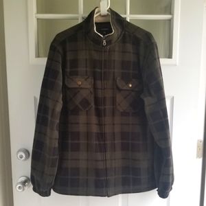 Croft & Barrow Full Zip Plaid Fleece Jacket - Men's Large
